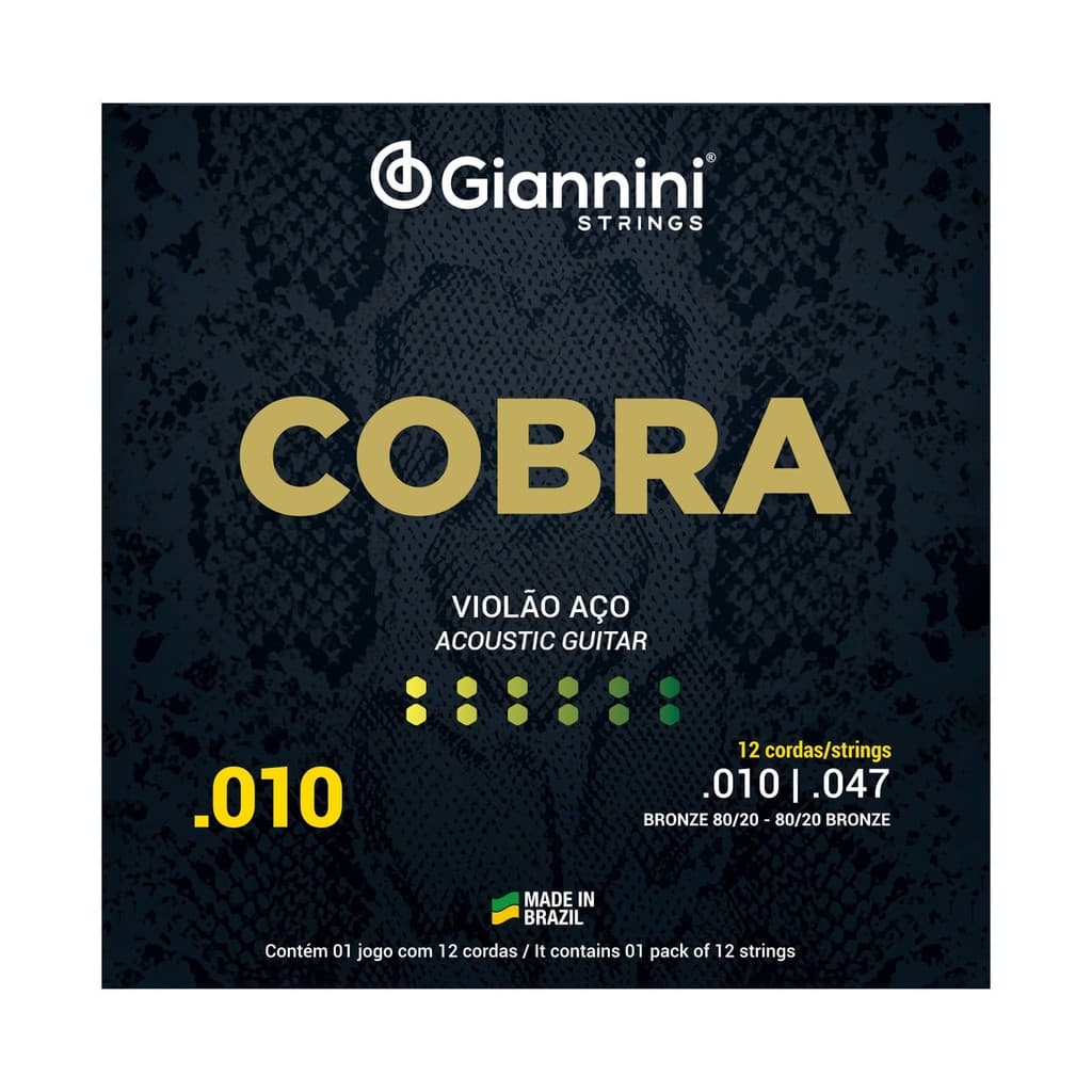 Encordoamento P/ Violão Aço 12 cordas Giannini Cobra Bronze