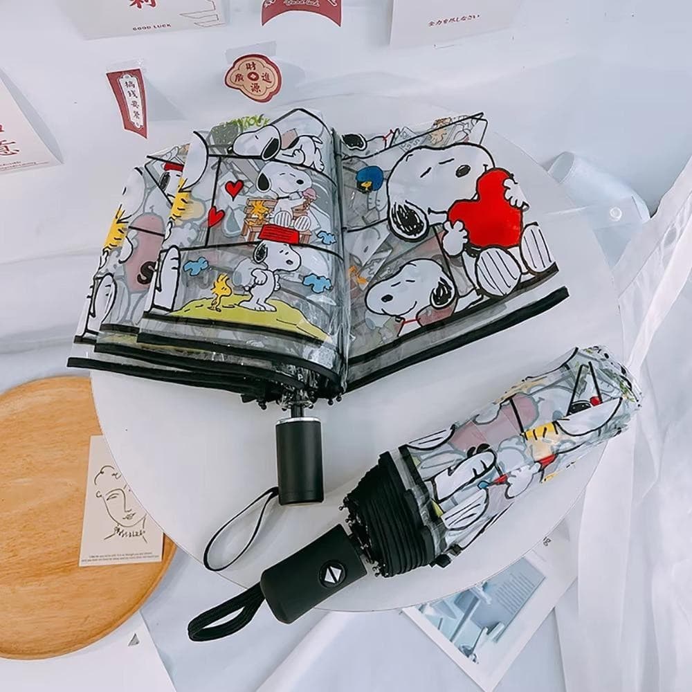 Guarda-Chuva Manual BEBETTFORM , Dobrável Transparente Snoopy Cartoon De Automático Triplo