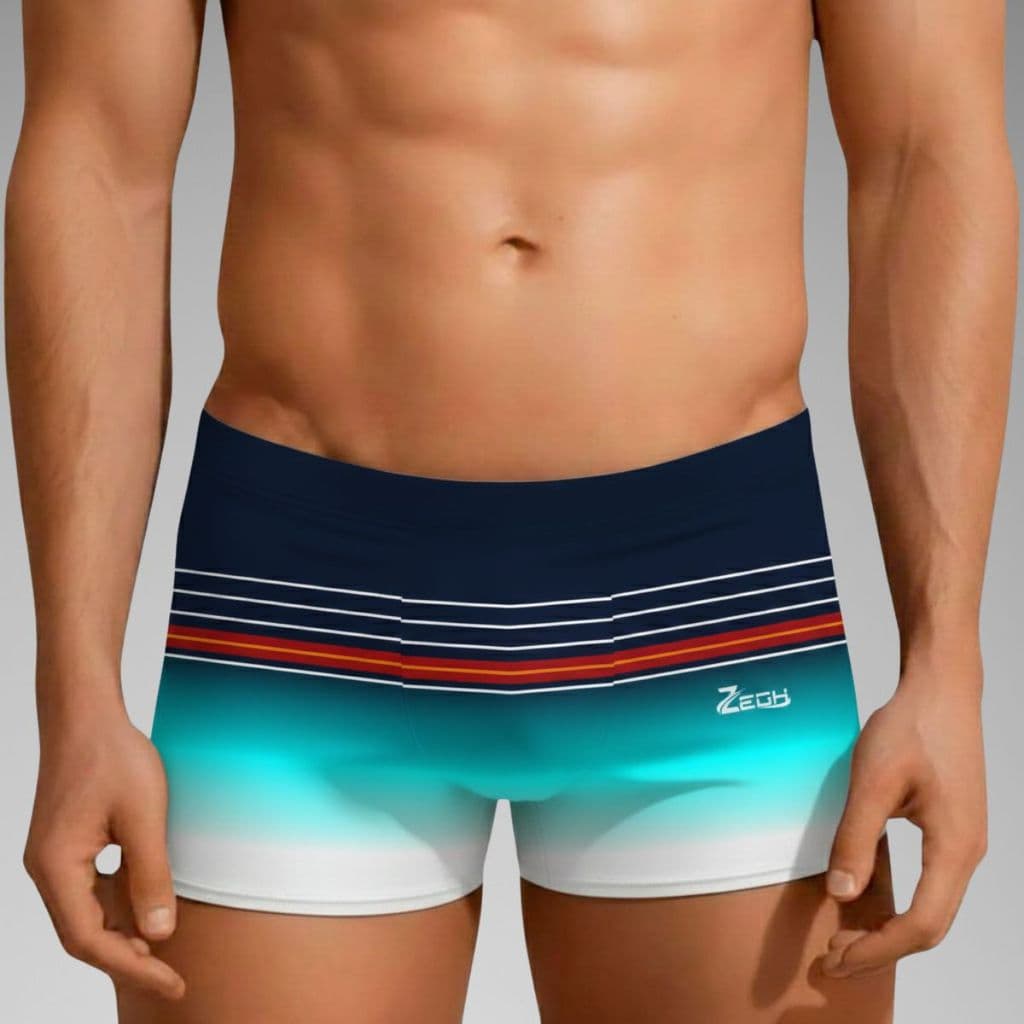 Sunga Praia e Piscina Boxer Masculina Zegh Azul Com Forro e Cordão de Regulagem Adulto Proteção UV