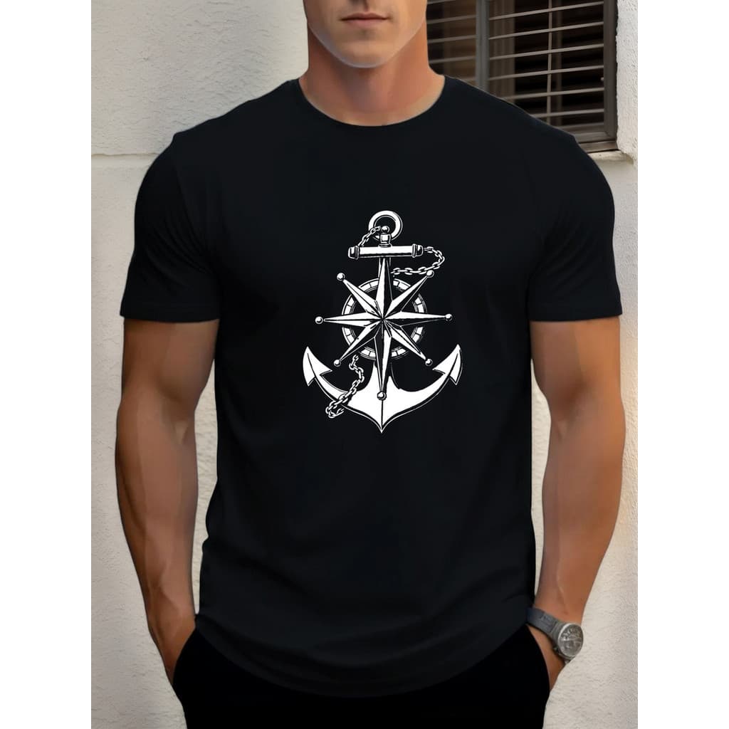Camiseta Masculina Ancora Compasso 100% Algodão Premium Moda