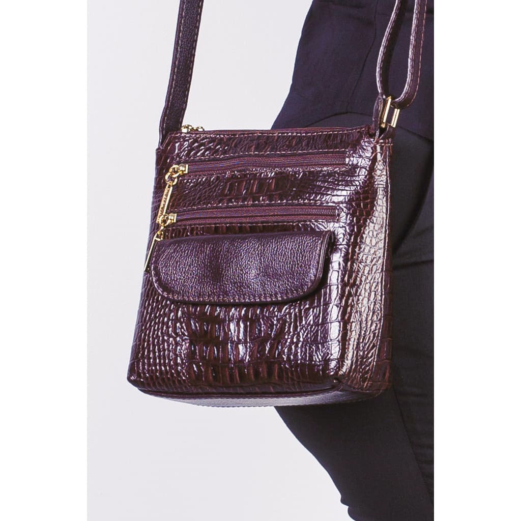 Bolsa transversal de couro croco Maura