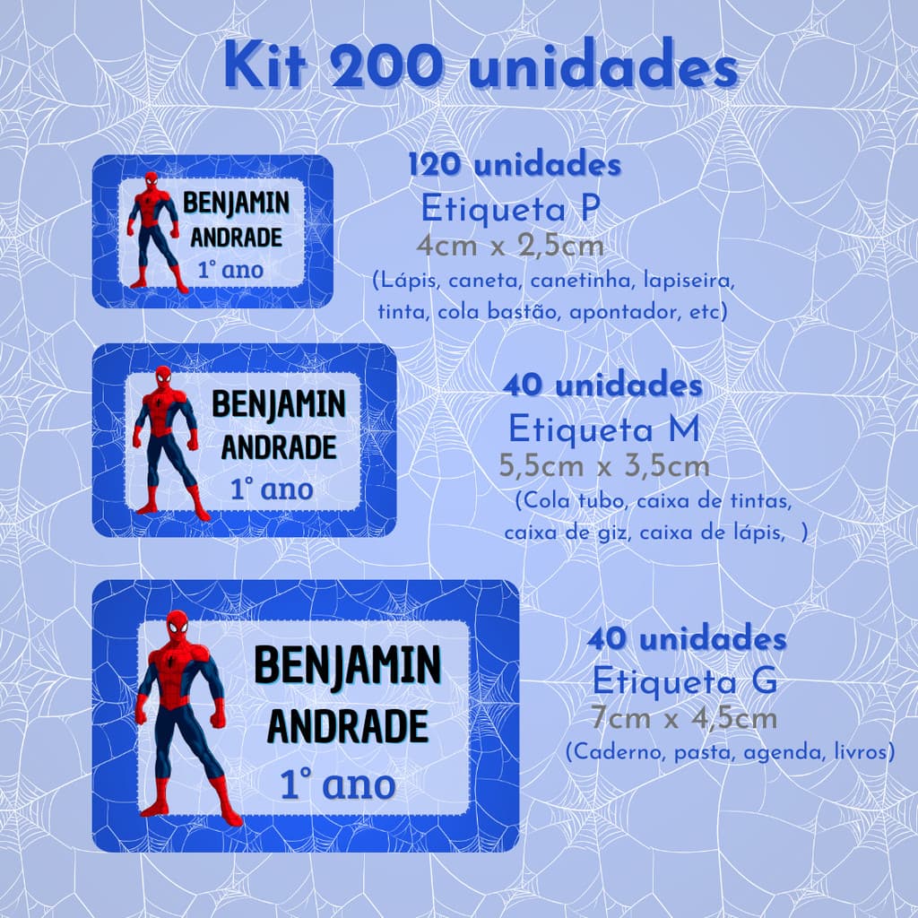 Etiquetas Escolares Homem Aranha | Volta às Aulas | Material Escolar | Etiqueta para Lápis Caneta Caderno