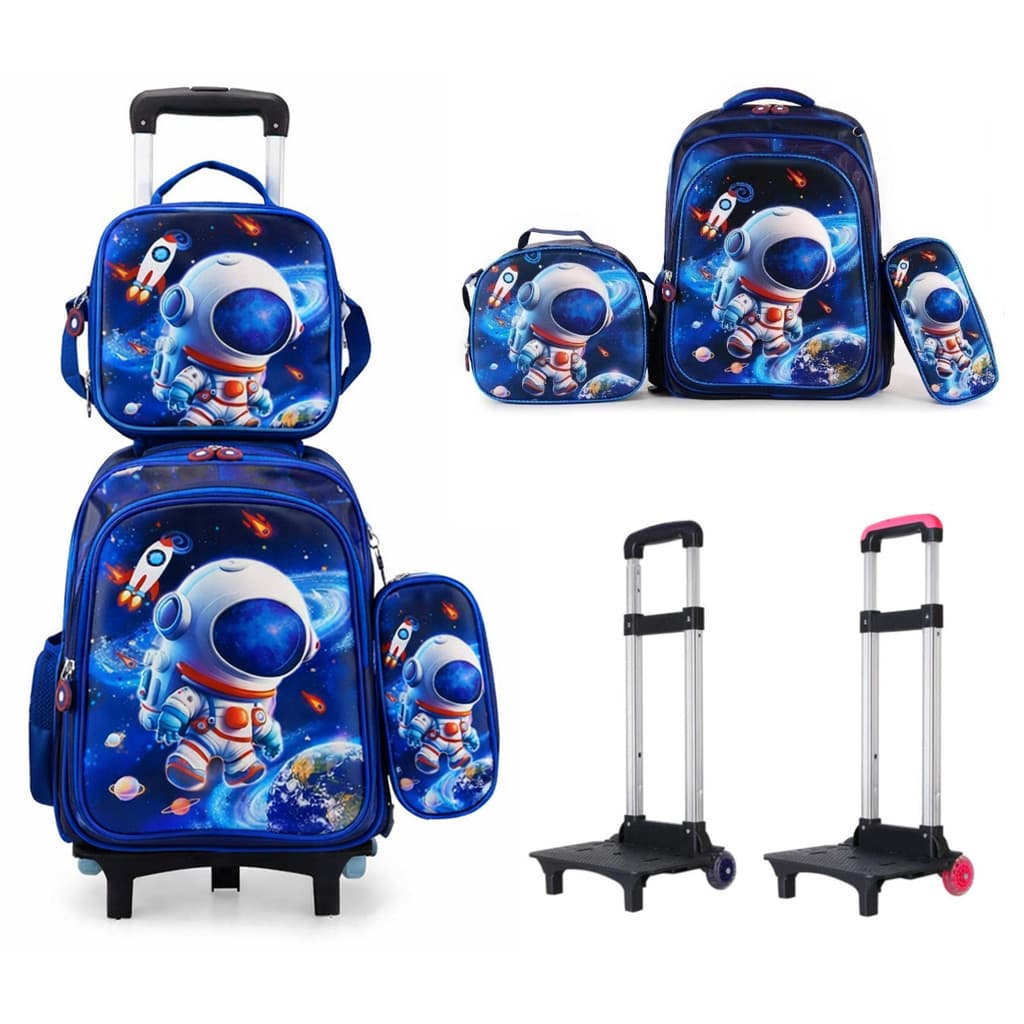 Mochila Escolar Infantil com Rodinhas + Carrinho + Lancheira + Estojo – Diversas Opções  alex