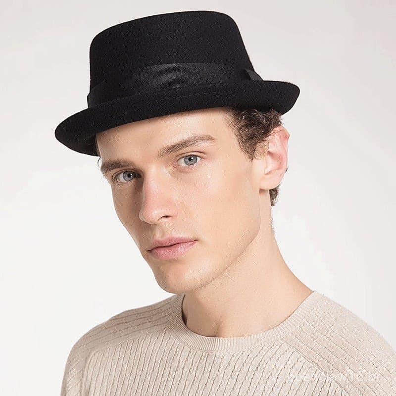 Chapéu de Lã Masculino Estilo Coreano, Quente e Elegante, Chapéu Formal Retrô Britânico de Jazz para Outono e Inverno da