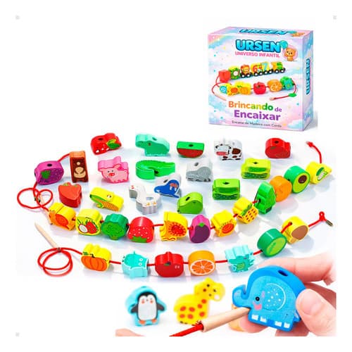 Brinquedo de Alinhavo Infantil e Educativo - Trabalha a Coordenação Motora - Brinquedo Montessori