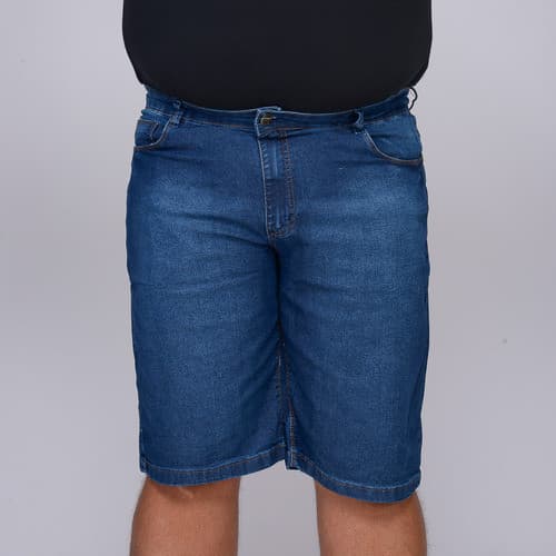 Bermuda Execução Jeans Casual Masculina Adultos Jeans Alta