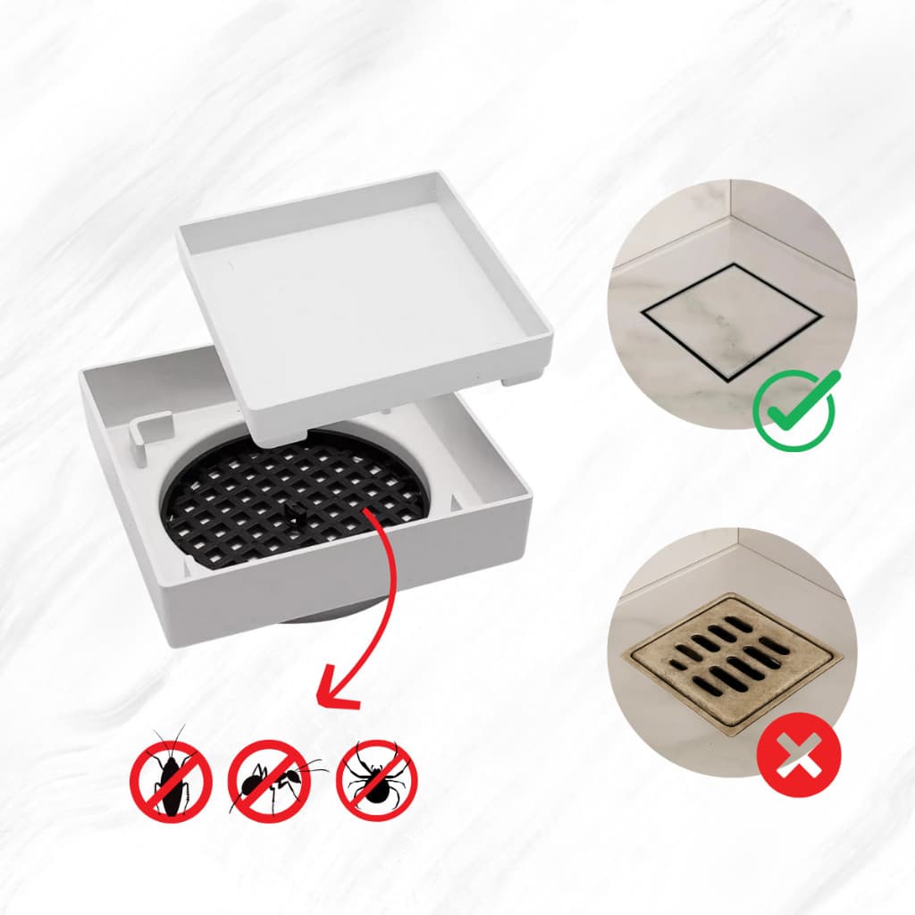 Ralo Invisível 15x15 SS Lares com Tampa Oculta – Branco ou Cinza
