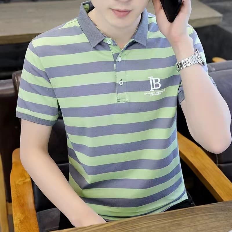 Camiseta de manga curta masculina verão líder lapela camisa POLO comércio exterior moda rua Wear Paul gelo seda Casual l