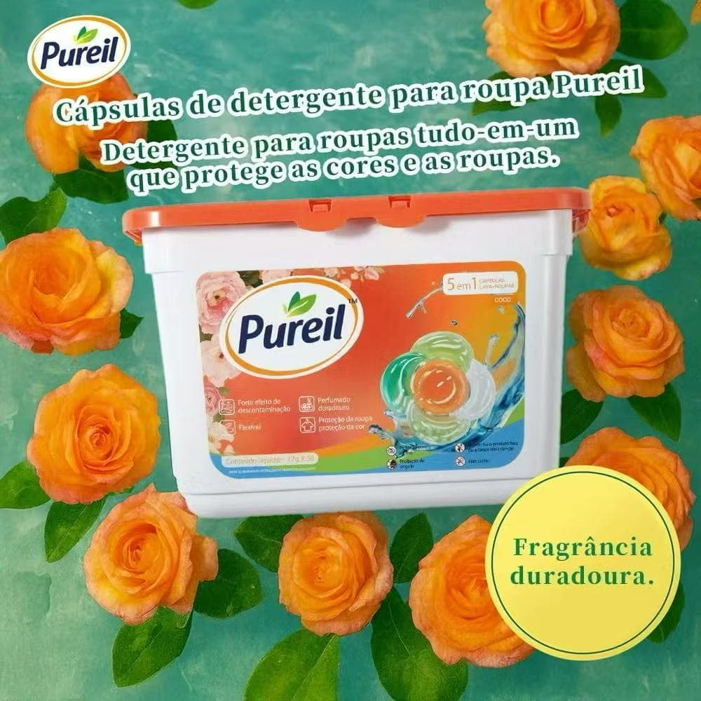 Detergente em cápsulas para roupa Pueril, 5 em 1 com 30 unidades