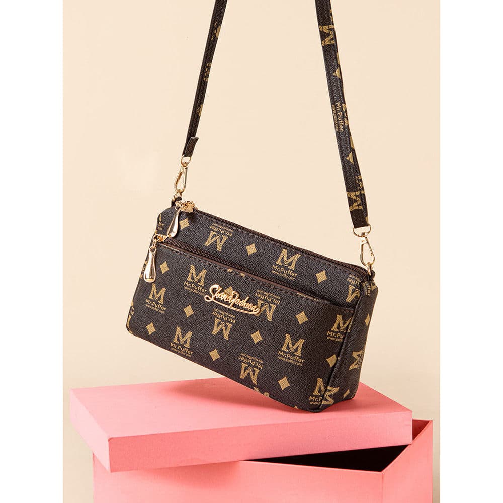 Bolsa pequena pequena bolsa mensageiro bolsa feminina japonesa High-End sensação cor sólida zíper All-Match moda mãe com