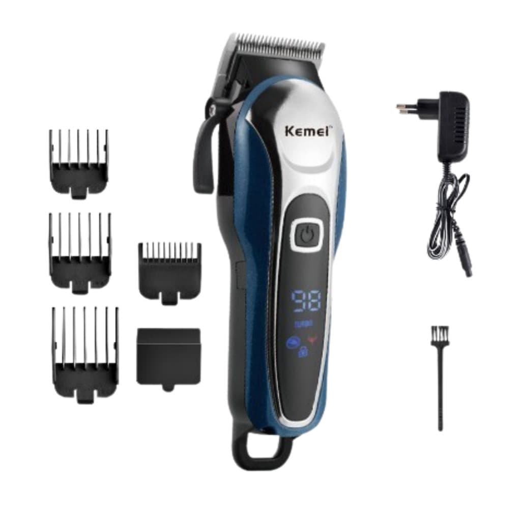 Máquina Kemei KM-1995 Cordless Profissional | Cortador de Cabelo Recarregável para Barbear e Acabamento