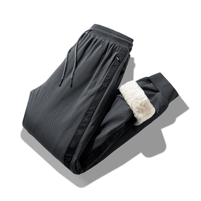 Forro de lã calças esportivas dos homens calças de algodão inverno engrossado exterior Wear quente cordeiro velo calças