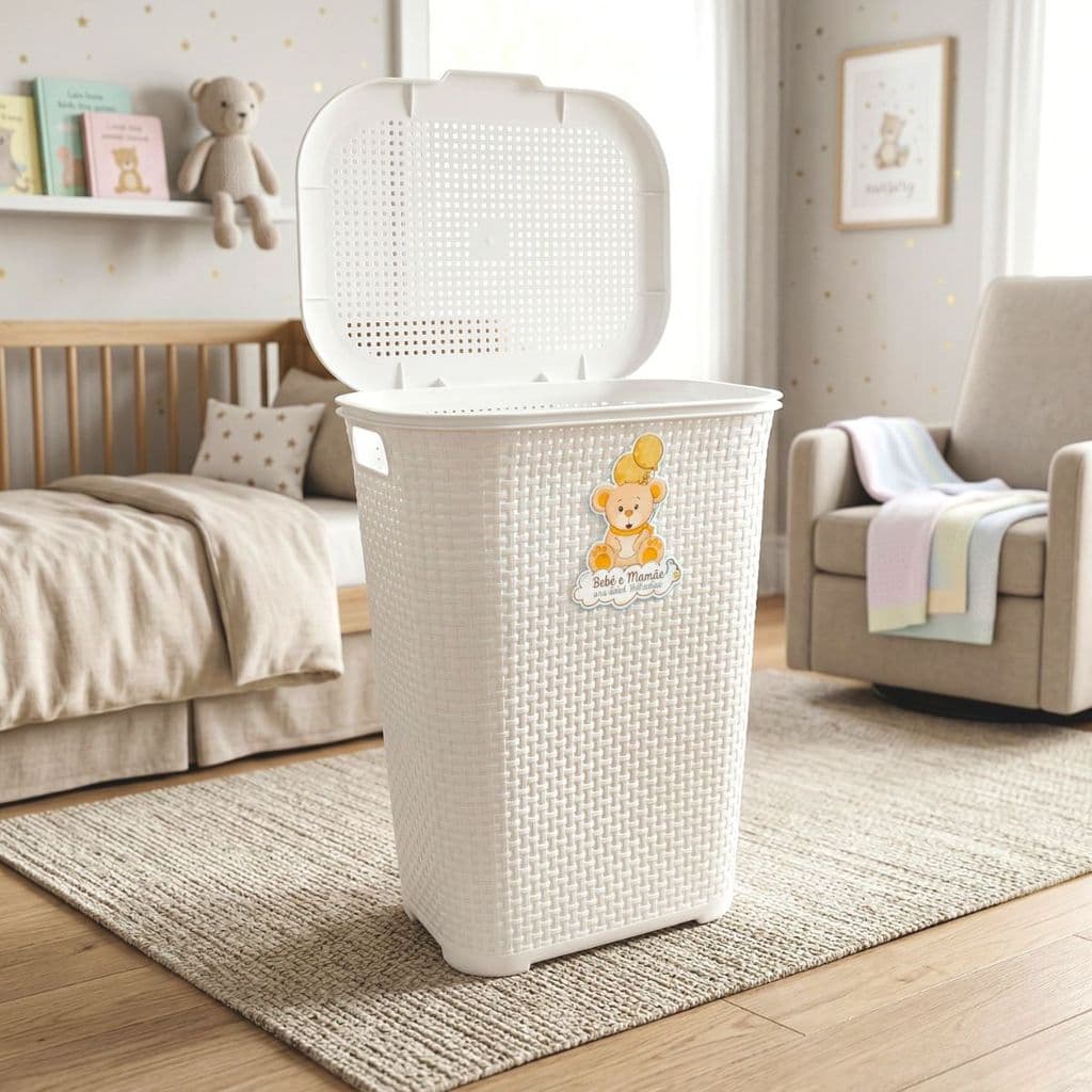 Cesto Bebê 30L Tampa Ventilada Organizador Rosa