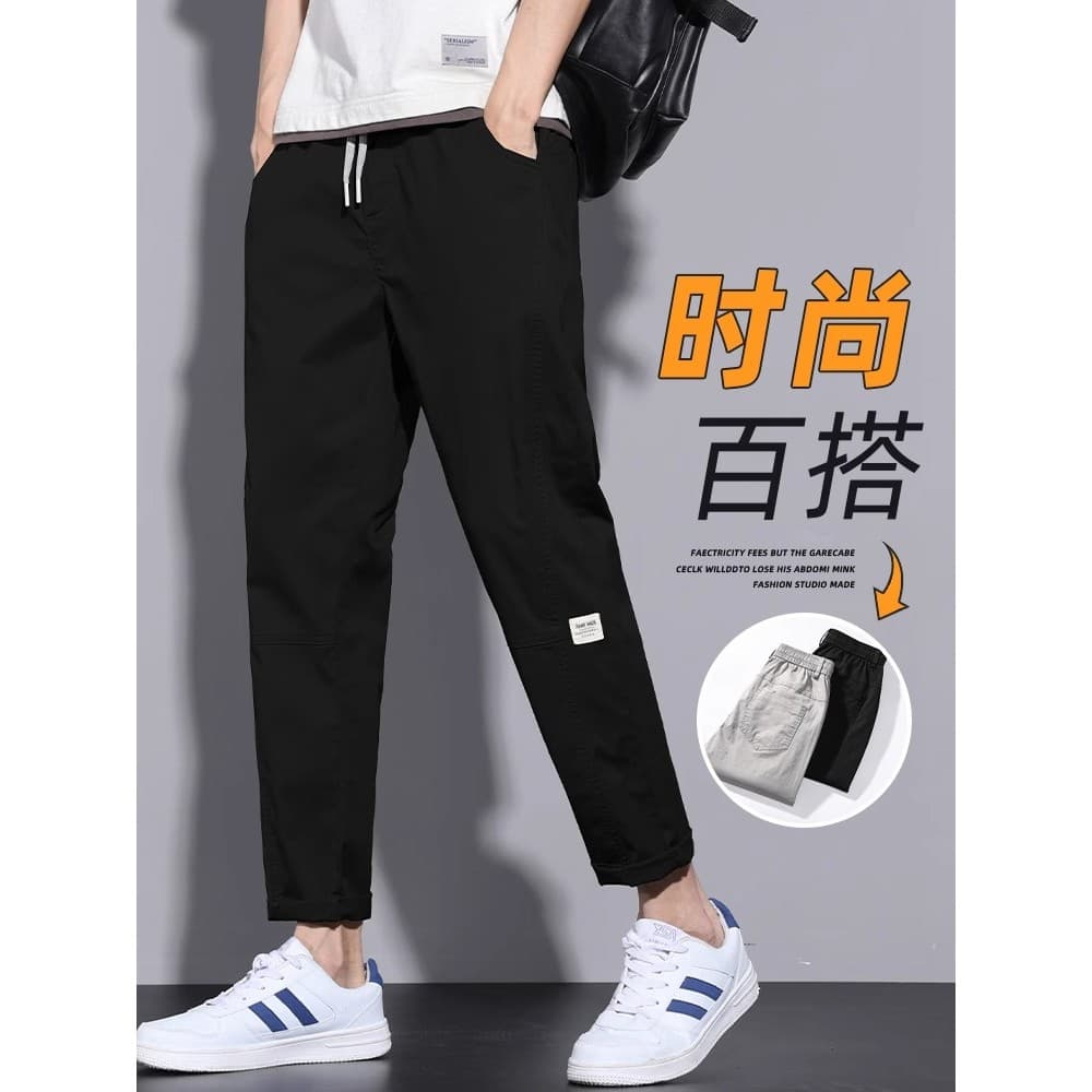 Calças casuais masculinas de verão Street Wear solto em linha reta tornozelo-perna calças 2026 novo estilo puro algodão