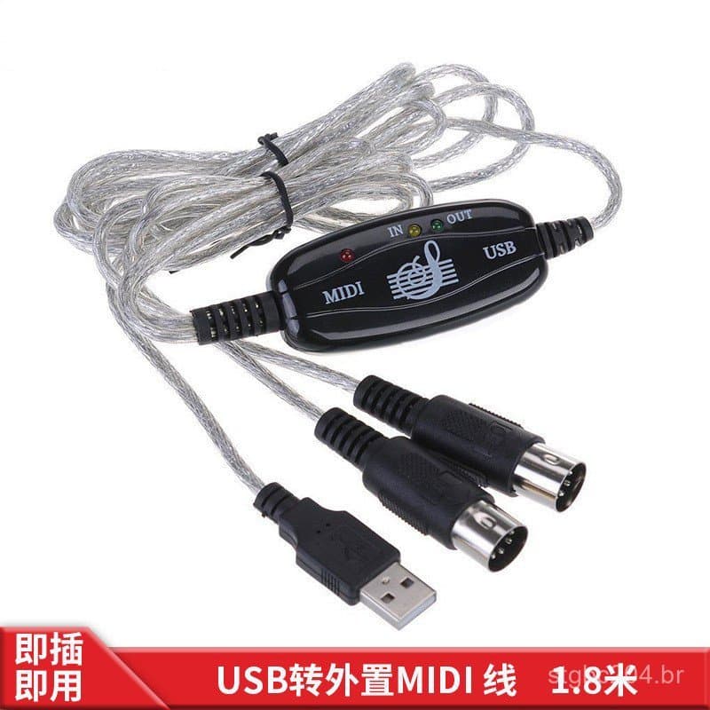 Cabo MIDI USB, cabo MIDI para edição de música, cabo MIDI para USB, cabo de conexão para piano eletrônico.