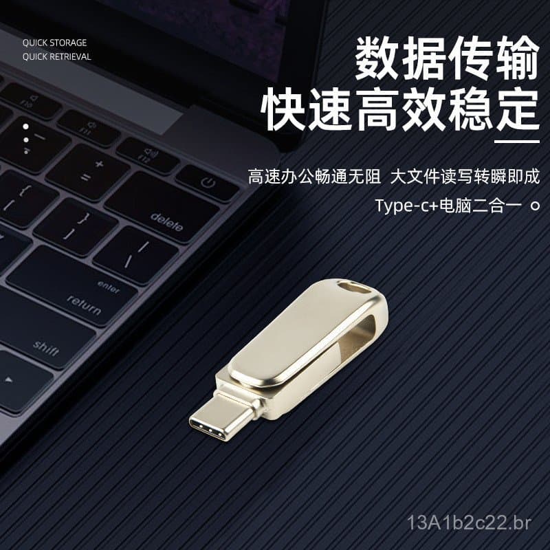 Pen drive USB de metal 2 em 1 com interface tipo-C, 128GB, fornecimento direto do fabricante, gravação a laser gratuita,