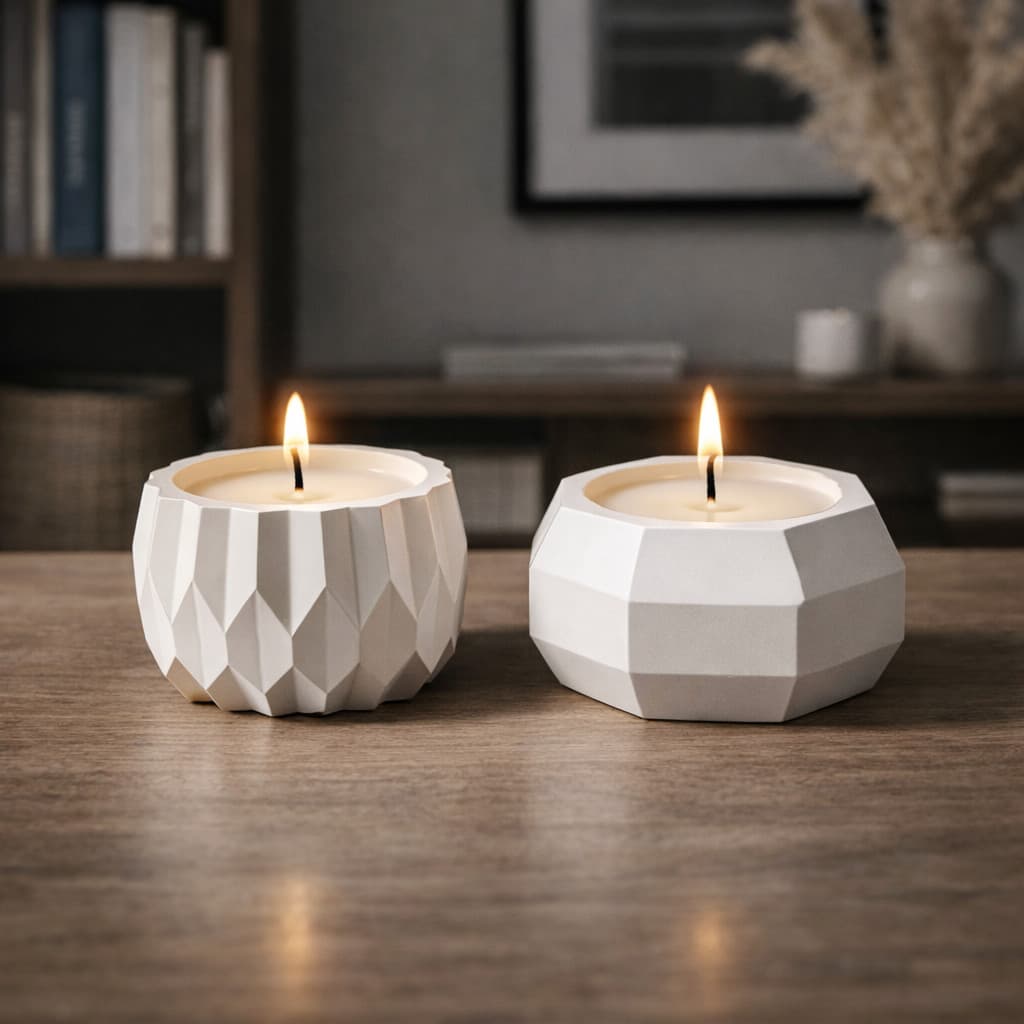 Kit 2 Velas Aromáticas Artesanal Premium Recipiente Reutilizável como Vaso para Plantas Artificiais