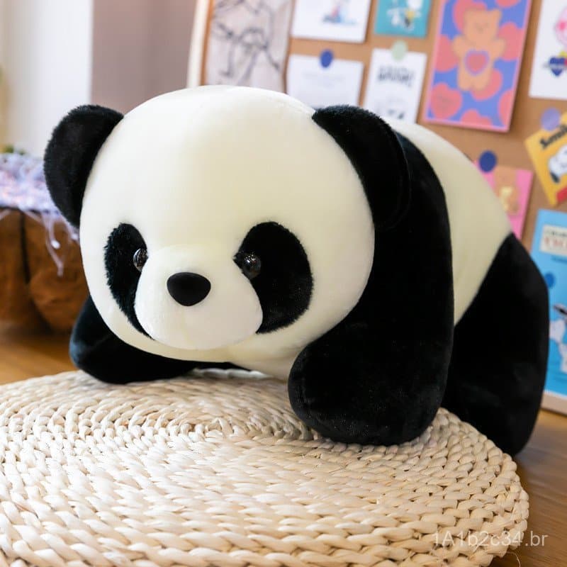 Brinquedo de pelúcia panda, boneca colorida, almofada fofa para crianças, disponível para atacado.