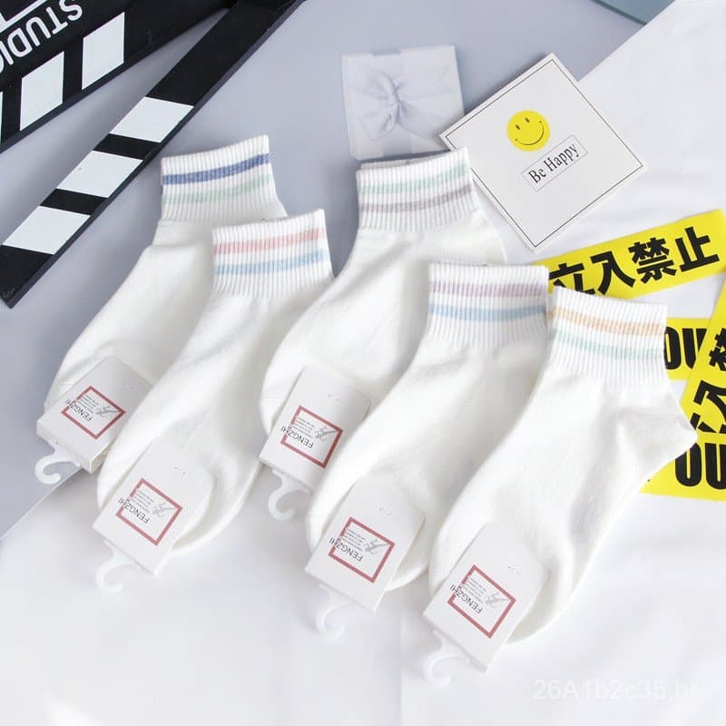 Meias femininas de primavera e verão, meias de cano médio com estampas de desenhos animados em estilo japonês, meias esp