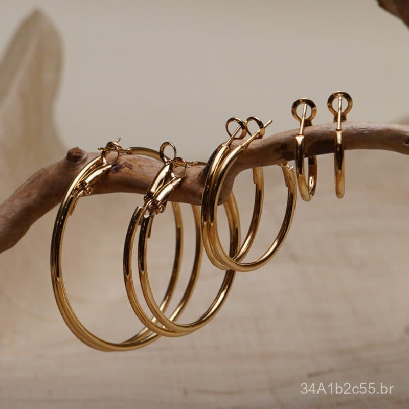 Estilo minimalista e moderno, brincos de argola de metal clássicos e versáteis, estilo coreano, brincos e acessórios par