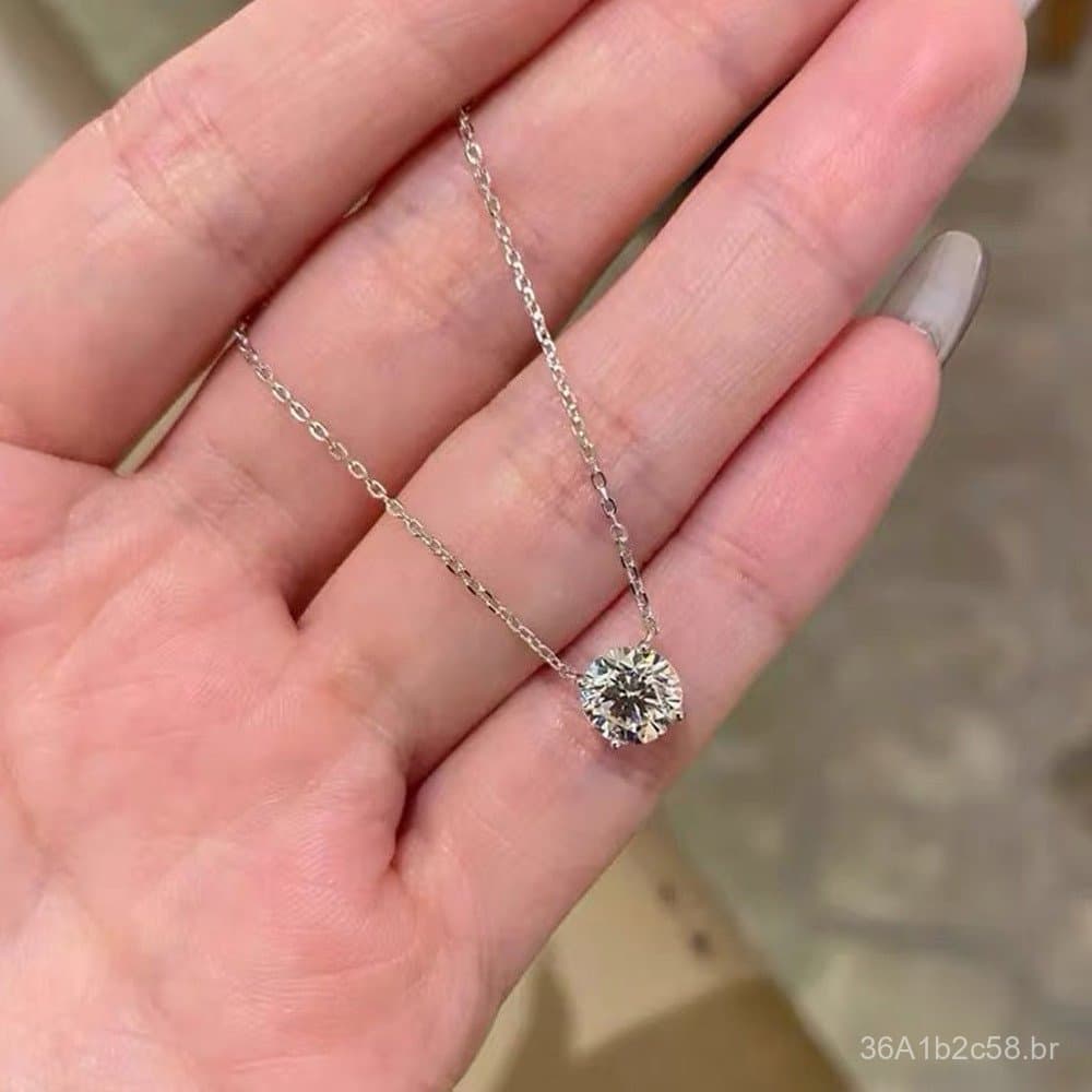 Colar de prata esterlina S925 com pequenos diamantes, no mesmo estilo de Zhao Lusi, design requintado e de luxo subtil,