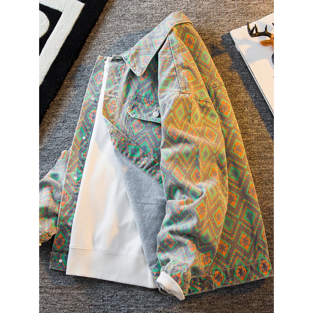 Jaqueta jeans masculina primavera outono Street Wear plâncton bonito High-End na moda All-Match impresso jaqueta Casual