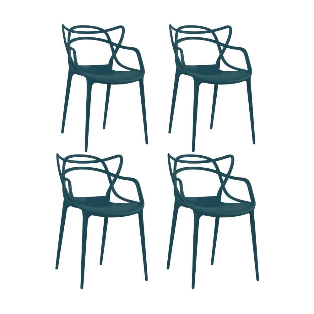 Kit 4 Cadeiras de jantar Masters Allegra com pés desmontáveis – Azul Petróleo