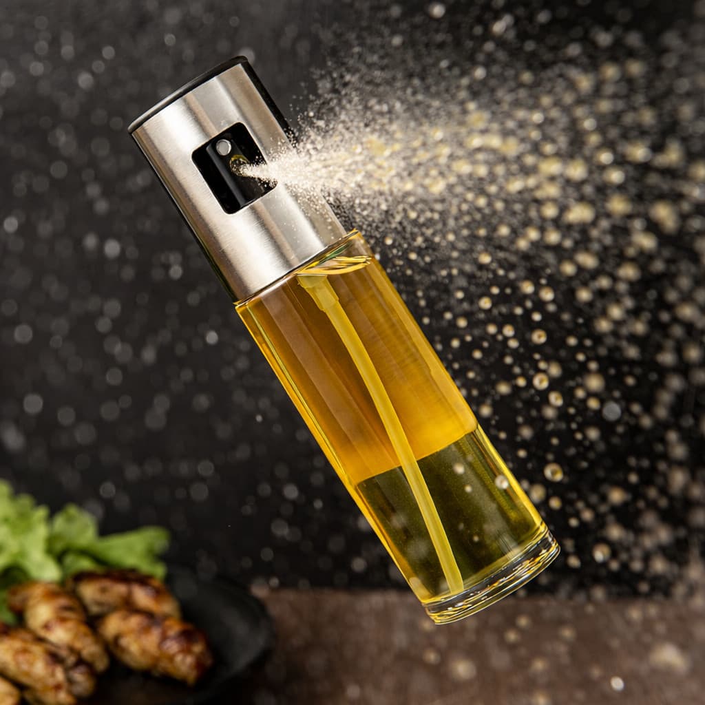 Borrifador Spray de Azeite Óleo e Vinagre 100ml em Vidro para Cozinha e Air Fryer