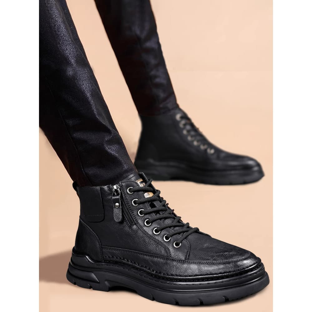 W inverno Martin botas masculinas 2025 novo estilo forro de lã britânico na moda botas de cano médio sapatos masculinos