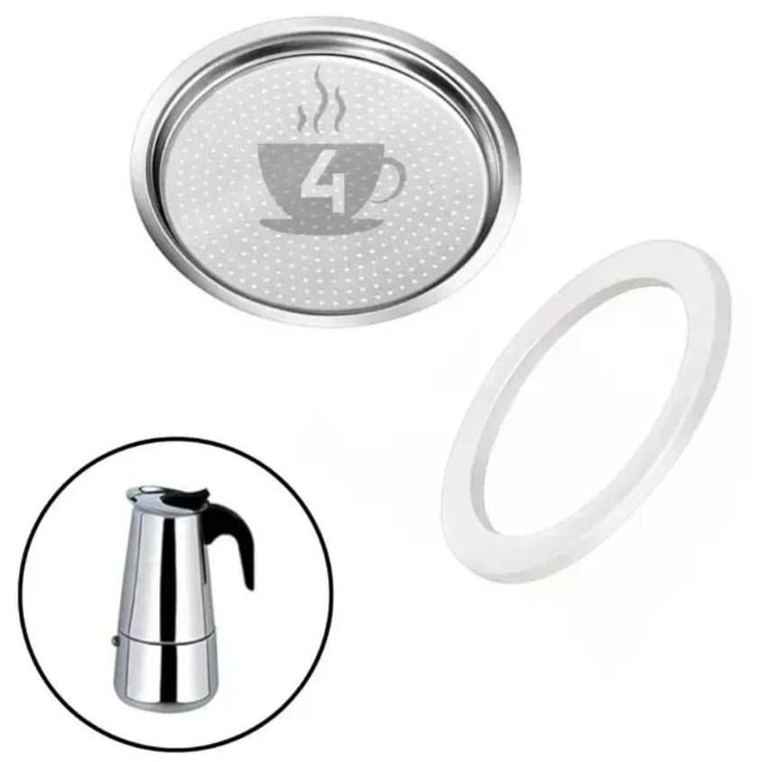 Filtro De Cafeteira Italiana 4 Xícaras E Anel De Silicone