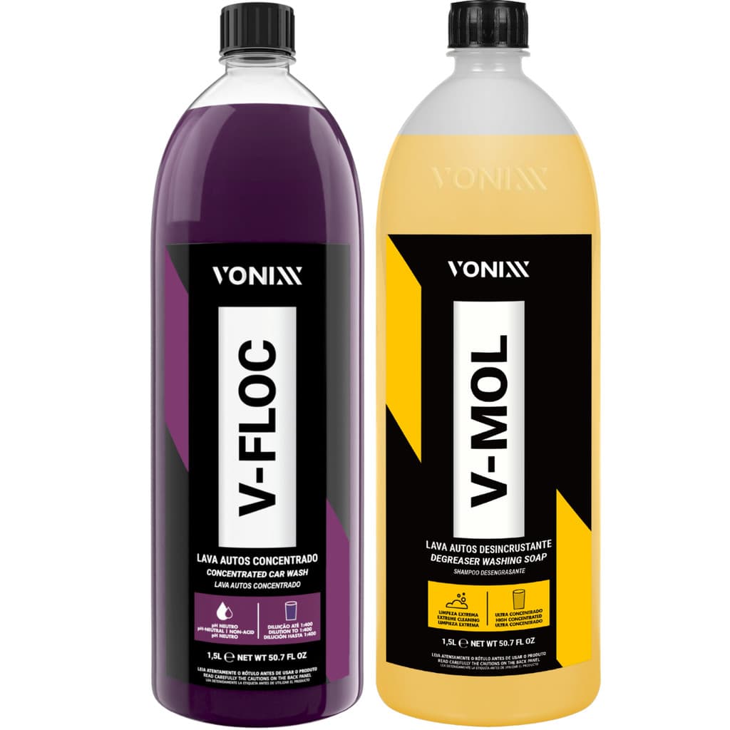 Kit Shampoo Automotivo Esfregação V-Floc V-Mol 1,5L Vonixx