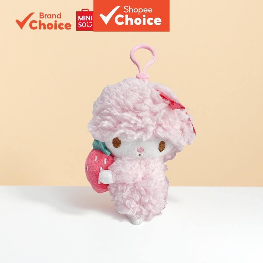 MINISO  sanrio série - chaveiro pingente de bolsa de morango com piano adorável presente 9 cm × 13 cm