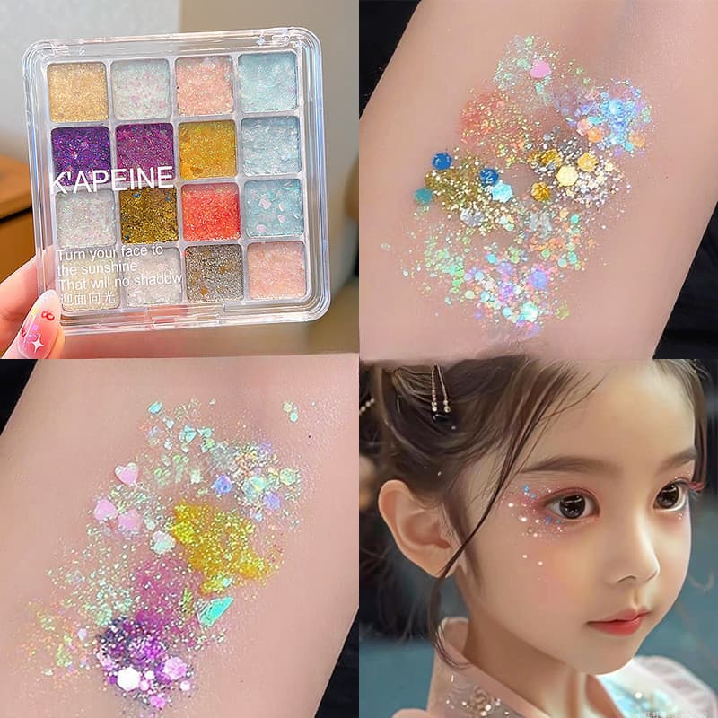 Sombra de Olhos Infantil com Glitter e Lantejoulas Maquiagem para os Olhos Maquiagem de Palco Ultra Brilhante Maquiagem