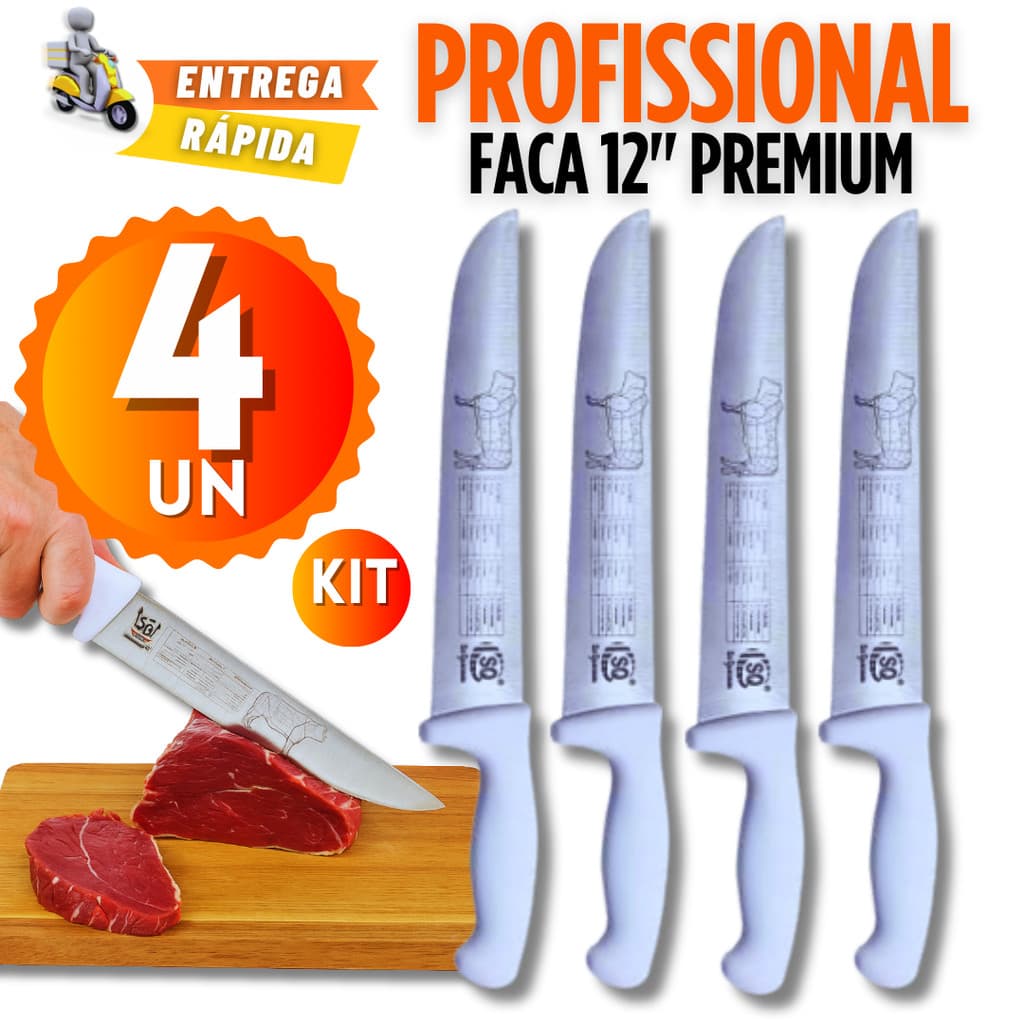 4 / 3 / 2 / 1 Faca 12 Polegadas Profissional Facas Com Afiação Perfeita Para Açougue Cozinha Supermercado