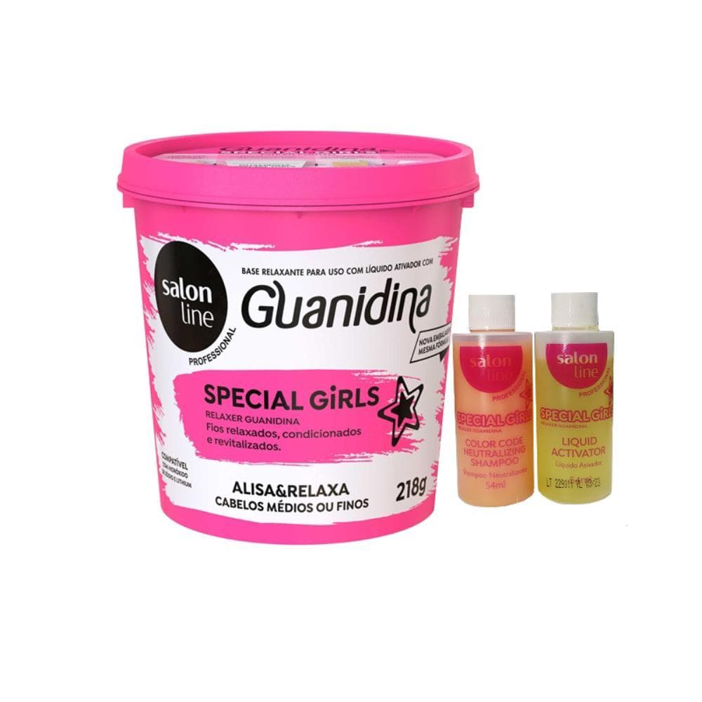 KIT GUANIDINA SLINE SPECIAL GIRLS 215GR Sistema De Alisamento E Relaxamento Desenvolvido Para O Publico Infanto-juvenil
