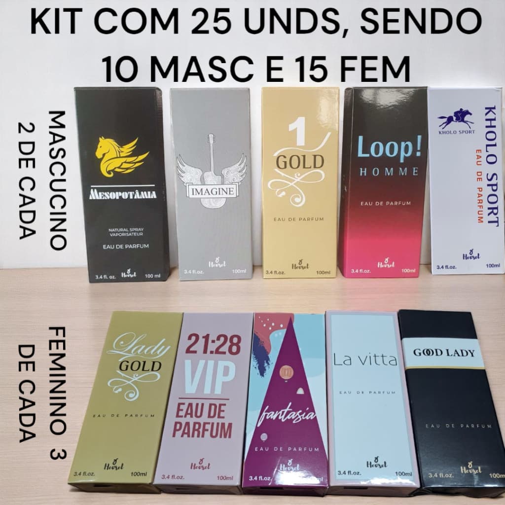 KIT 25 UNIDADES, MASCULINO E FEMININO 100ML CADA