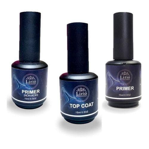 Kit Top Coat Primer Alongamento De Unhas Manicure Blindagem -TOP LIRIO