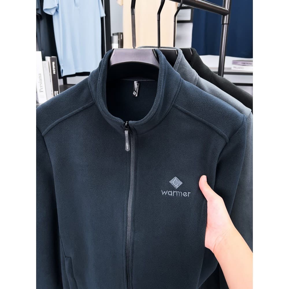 Lã austríaca masculina de meia-idade idosos outono inverno moletom Polar velo Cardigan jaqueta pai inverno