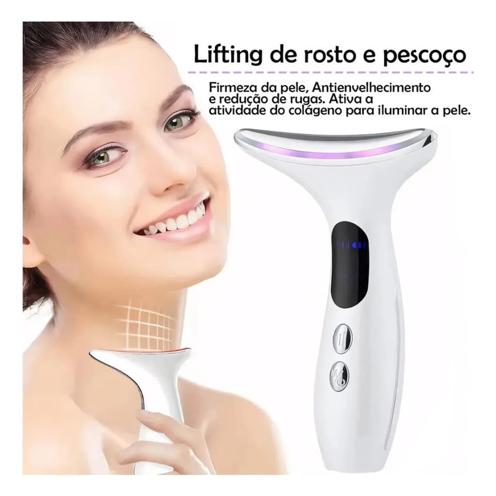Massageador Facial Rosto Pescoço Anti Rugas Fototerapia