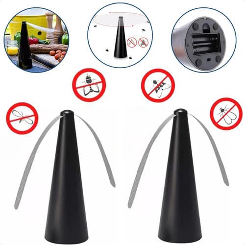 Espanta Mosca Ventilador Kit 02 Repelente Pilha Mesa Restaurante Cozinha Silencioso Afasta Pernilongo Alimento