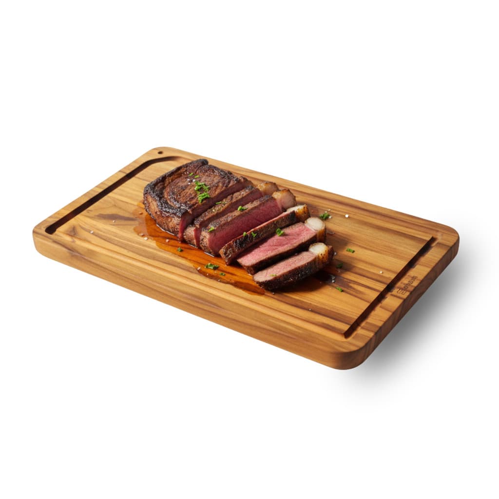 Tabua de Carne Churrasco Madeira Teca tratada mais resistente 43x29cm