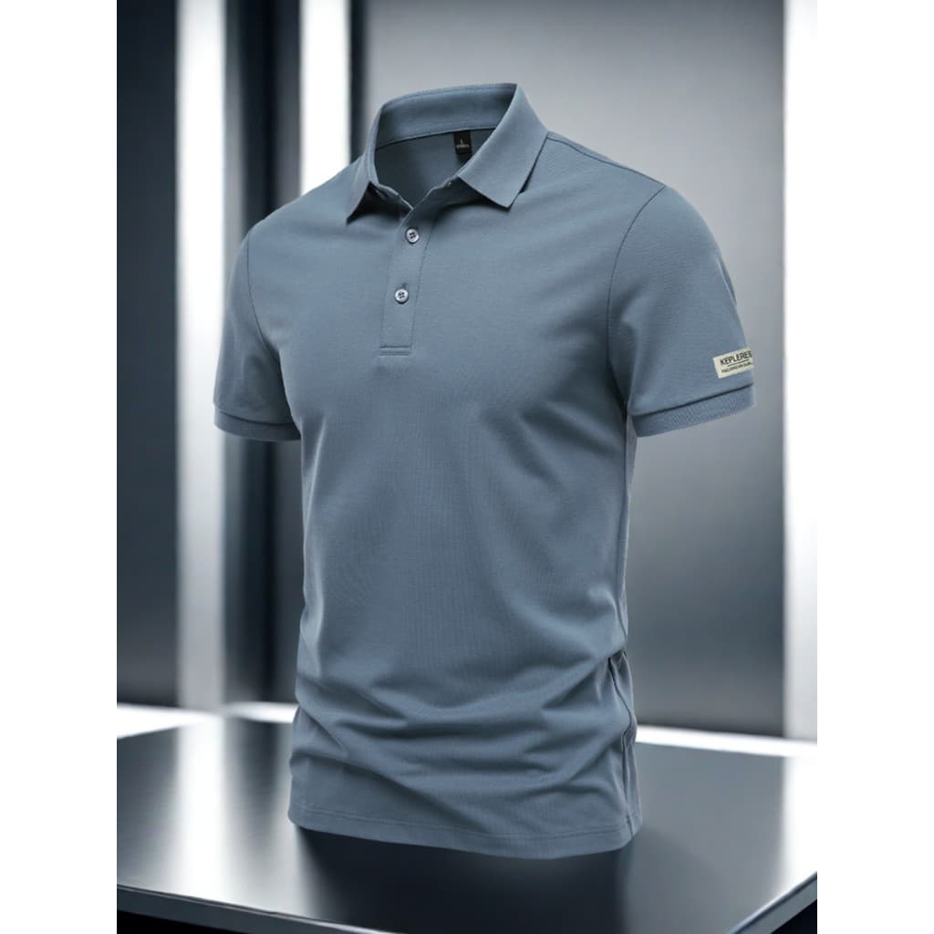 Camiseta masculina de cor sólida, polo All-Match, verão, negócios, lapela, meia manga, respirável, fina, solta, Slim fit