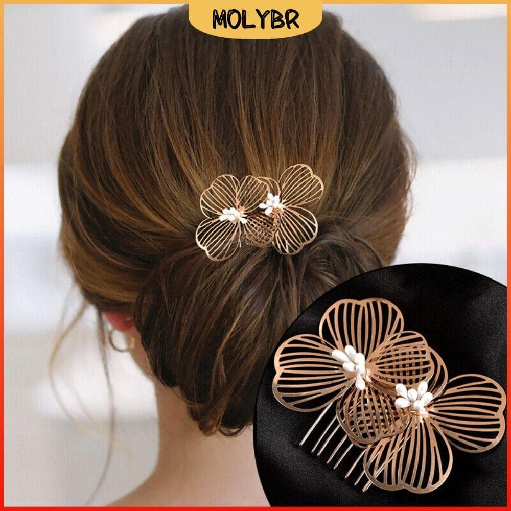Pente De Noiva MOLYBR , Cabelo Floral De Cor Sólida Oca , Acessórios Em Liga Retro Hairpin Barroco