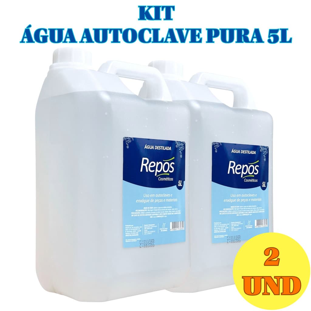 Kit 2x Água para Autoclave Repos 5 Litros para Uso em Equipamentos