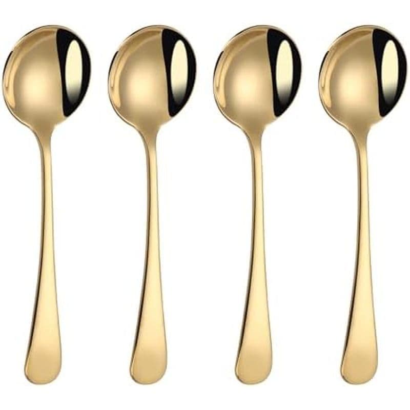 Conjunto De Colheres De Sopa Redondas De 7 " Com 4,18/10 De Aço Inoxidável Resistente Tigela Profunda , Espelho Fino Pol