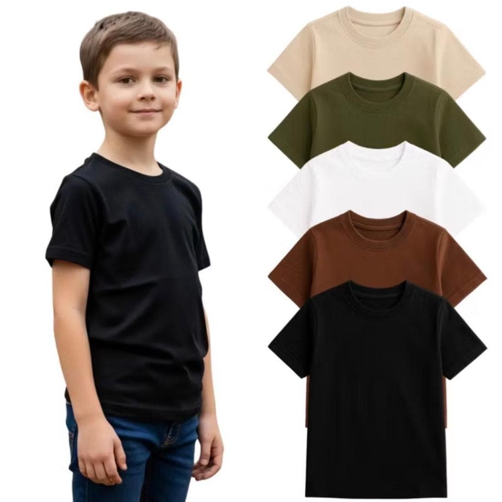 Kit com 5 Camisetas Infantis 100% Algodão, Macias, Confortáveis e Ideais para o Dia a Dia