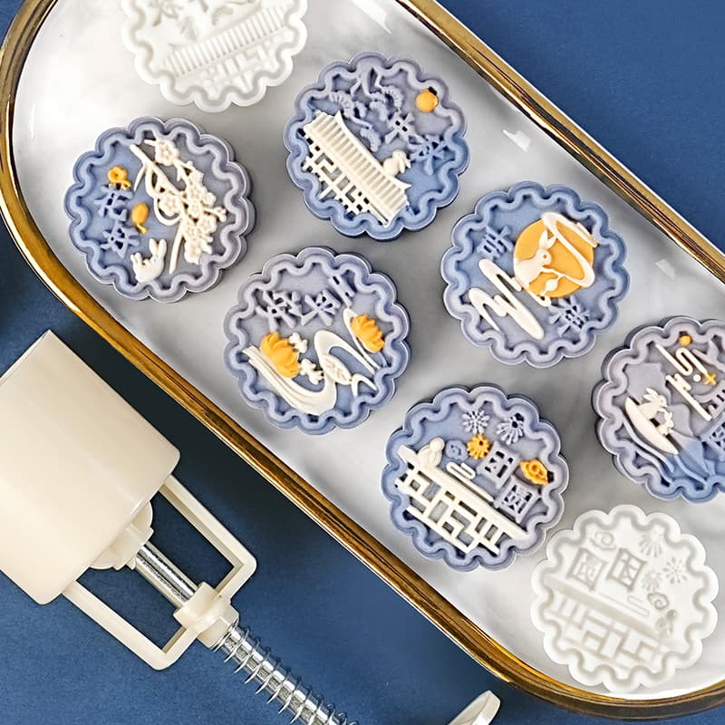 Yutu gama Mooncake molde novo estilo 2025 nacional na moda mão-pressionado feijão Mung pastelaria fluxo lanche imprensa