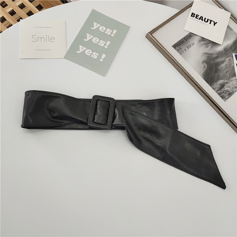 Senhoras sem buraco fivela couro cabeludo cinto pino fivela cinto amarrado corpo-Shaping moda exterior Wear acessórios c