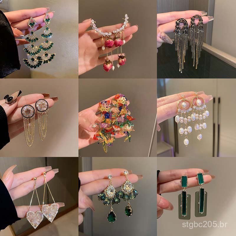 Brincos longos de zircônia com detalhes em prata, estilo coreano, elegantes e sofisticados, brincos de pino requintados,