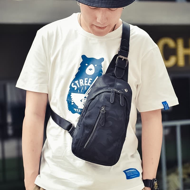 Bolsa masculina bolsa masculina versão coreana bolsa de peito bolsa de ombro Casual bolsa cruzada camuflada lona bolsa t